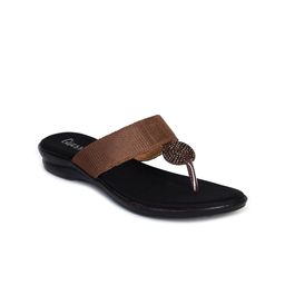 Ajanta Brown Embellished Comfort Sandals-image-25