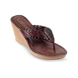 Catwalk Embellished Textured Leather Wedge Heels-29
