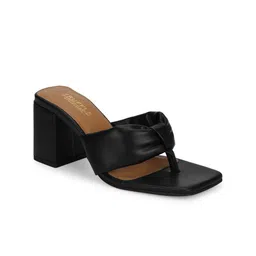 Truffle Collection Black PU Block Heels-27