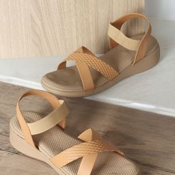 DressBerry Beige Textured Comfort Heels-25