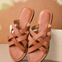 Fabindia Leather Open Toe Flats-image-4