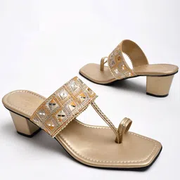 Shoetopia Girls Ethnic Embellished Block Heels-16