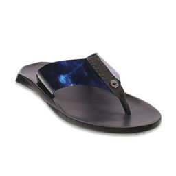 Metro Men Navy Blue Leather Comfort Sandals-image-12