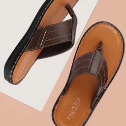 FAUSTO Men Brown Solid Sandals-image-97