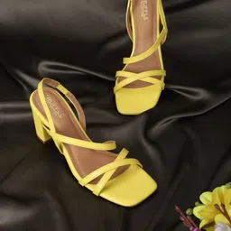 Truffle Collection Square Toe Multiple Straps Block Heels-52