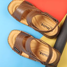 Red Chief Men Tan Leather Comfort Sandals-picture-53