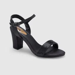 Sole To Soul Textured Block Heels With Ankle Loop-12