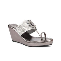 Inc 5 Grey Embellished One Toe Wedges-image-85