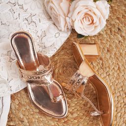 Try Me Embellished One Toe Block Heels-5