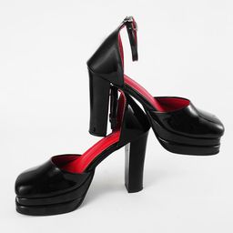 THE WHITE POLE Square Toe Party Platform Heels With Ankle Loop-65