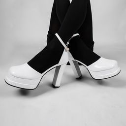 THE WHITE POLE  Square Toe Party Platform Heels With Ankle Loop-86