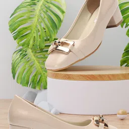 ELLE Embellished Square Toe Block Pumps-11