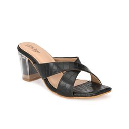 Delize Black Printed Party Block Sandals-6