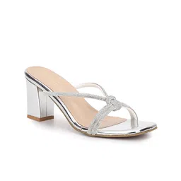 Truffle Collection Embellished Open Toe Block Heels image 2