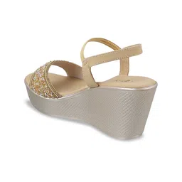 Metro Embellished Open Toe Wedges With Backstrap image 2