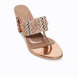 NR By Nidhi Rathi Embellished Open One Toe Block Heels image 4