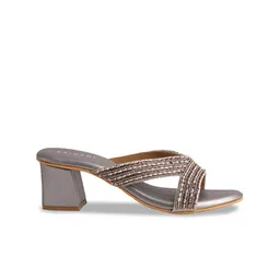 ERIDANI Embellished Open Toe Block Heels image 5