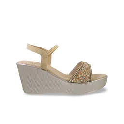 Metro Embellished Open Toe Wedges With Backstrap image 5