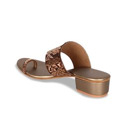 Anouk Bronze-Toned Printed Embellished One Toe Block Heels image 4