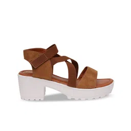 FABBHUE Suede Block Heels With Backstrap image 4