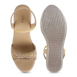 Metro Embellished Open Toe Wedges With Backstrap image 3