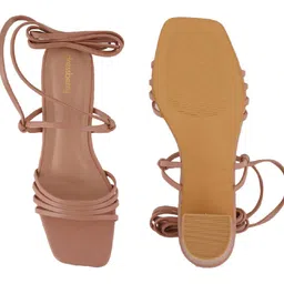 DressBerry Peach-Coloured Open Toe Block Heels image 3
