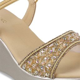 Metro Embellished Open Toe Wedges With Backstrap image 4