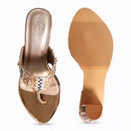 NR By Nidhi Rathi Embellished Open One Toe Block Heels image 2