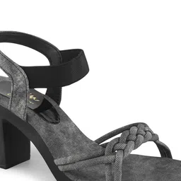 JM Looks Textured Open Toe Block Heels image 5