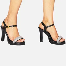 AXIUM Embellished Party Platform Heels With Buckle Closure image 5