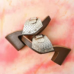 Rocia Textured Open Toe Block Heels image 2