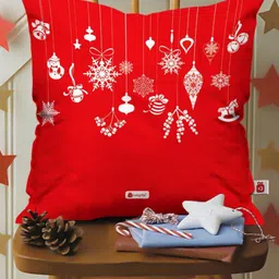 Indigifts Set Of 5 Red & White Printed Square Cushions image 3