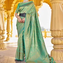 SWORNOF Ethnic Motifs Woven Design Zari Saree-picture-3