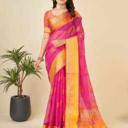 KALINI Geometric Woven Design Cotton Silk Banarasi Saree-image-85