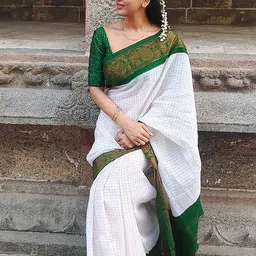KALINI Checked Woven Design Banarasi Saree-picture-6