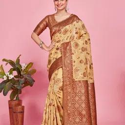 MIMOSA Woven Design Zari Art Silk Banarasi Saree-image-10