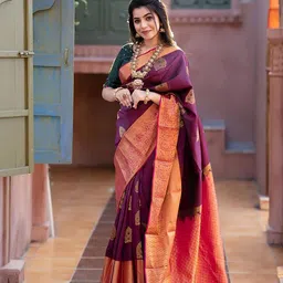 BerMondsey Ethnic Motifs Woven Design Zari Banarasi Saree-image-50