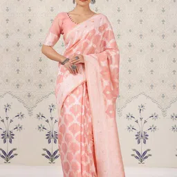 Ode by House of Pataudi  Zari Pure Linen Banarasi Saree-image-65
