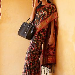 Janasya Floral Woven Design Zari Chanderi Saree-image-93