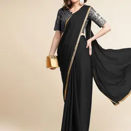 Mitera Black Embroidered Pure Chiffon Saree-image-8
