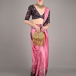 ODETTE Abstract Printed Satin Saree-13