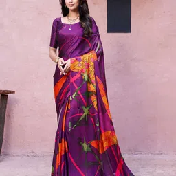 RACHNA Abstract Block Print Satin Saree-picture-5