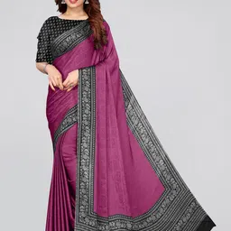 MIRCHI FASHION Pink & Black Floral Saree-16