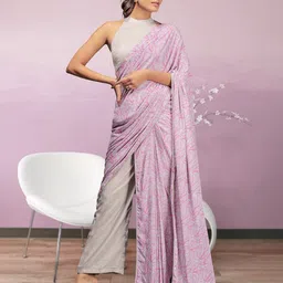 RACHNA Trouser With Frill Pallu Ready To Wear Saree-picture-0