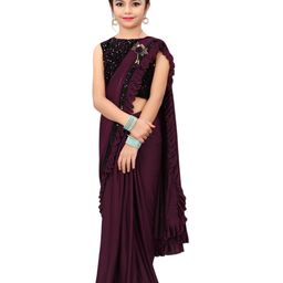 Dhyey Fashion Girls Sequined Ready To Wear Saree-image-65