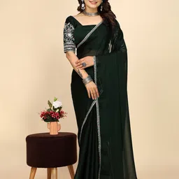 K 5 Fashion Embroidered Pure Chiffon Saree-image-86