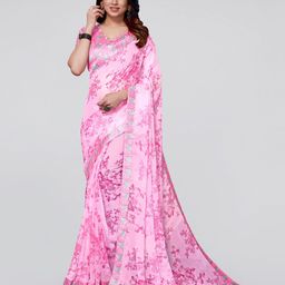 KALINI Pink & Green Floral Saree-image-70
