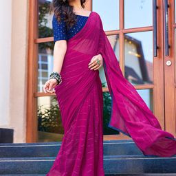 Satrani Striped Sequined Saree-image-68