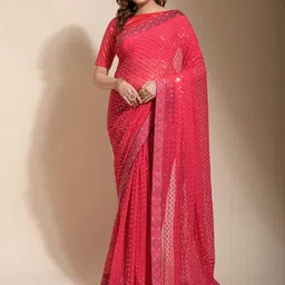 Manu Designer Embellished Sequinned Pure Georgette Saree-11