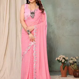 Panzora Striped Embroidered Mirror Work Saree-picture-13
